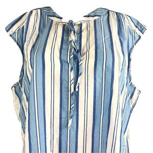 Vineyard Vines Shirt‎ Womens Sz L Blue Striped Cotton Tie Neck Sleeveless Top